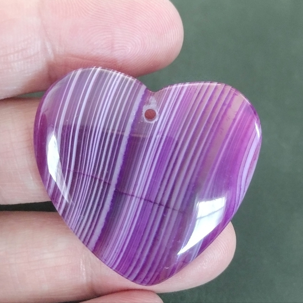Purple Striped Agate Heart Shaped Pendant Gemstone